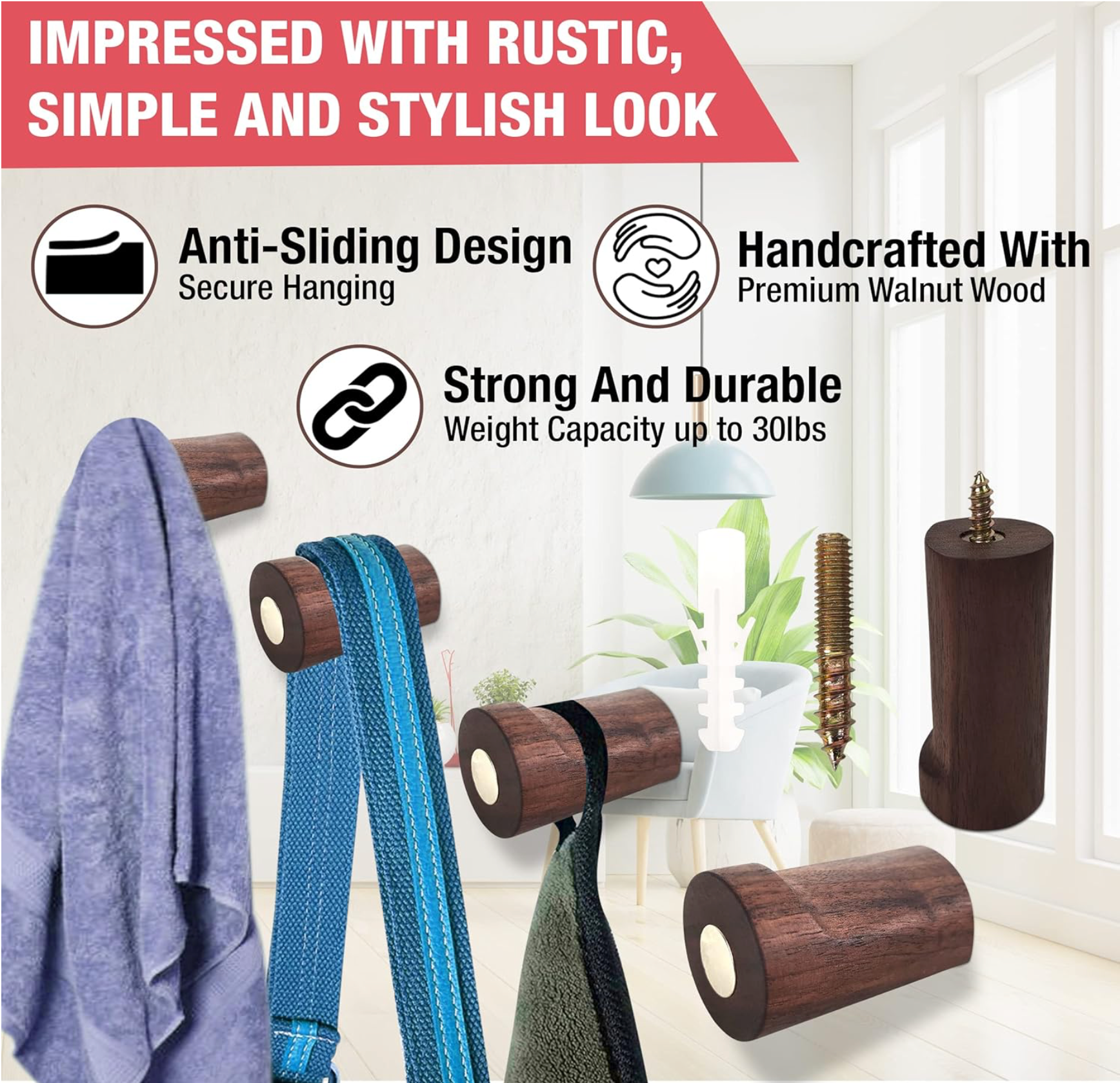 Natural Wooden Wall Hook